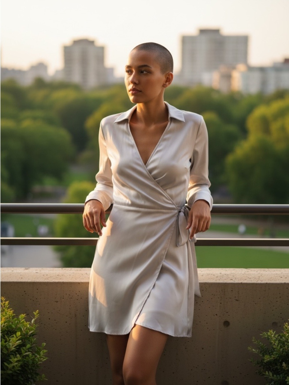 Abercrombie & Fitch NWT Ivory  Satin Drapey Shirt Dress Wrap Style Small Tall